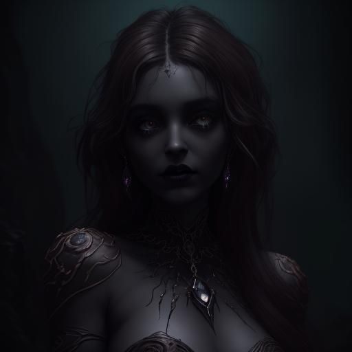 Mystical Gemstones Surrounded by Lips in Dark Environment