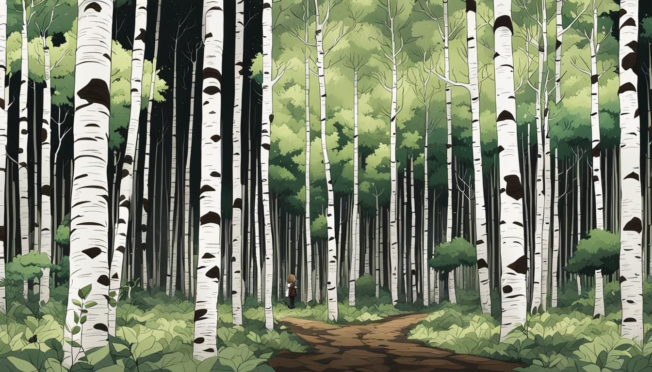 Fantastical Birch Forest in Anime Style
