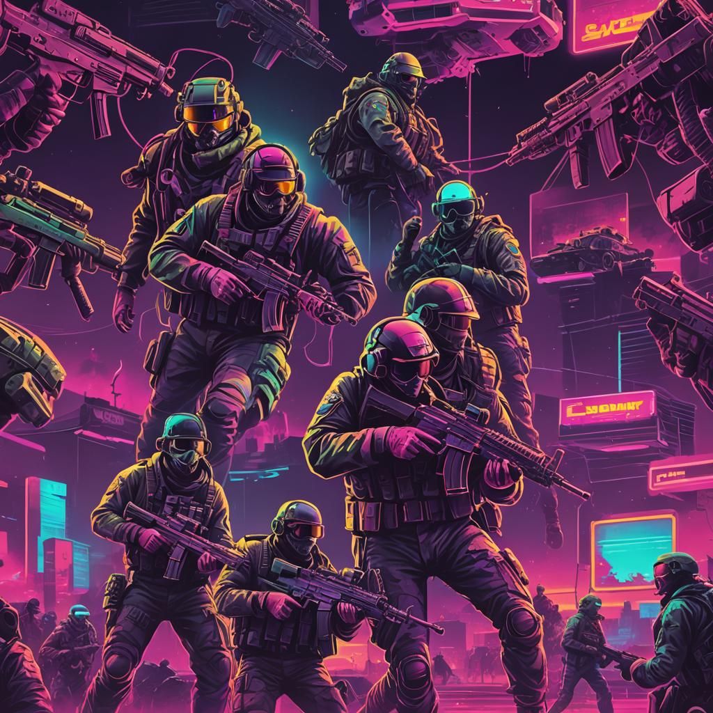 Call of Duty in Synthwave Neon Style