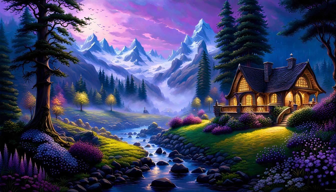 Queen of Waves: Digital Watercolor Summerscape