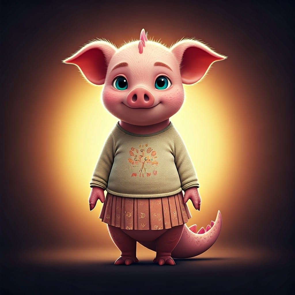 Enchanted Dragon Pig in Whimsical Wonderland