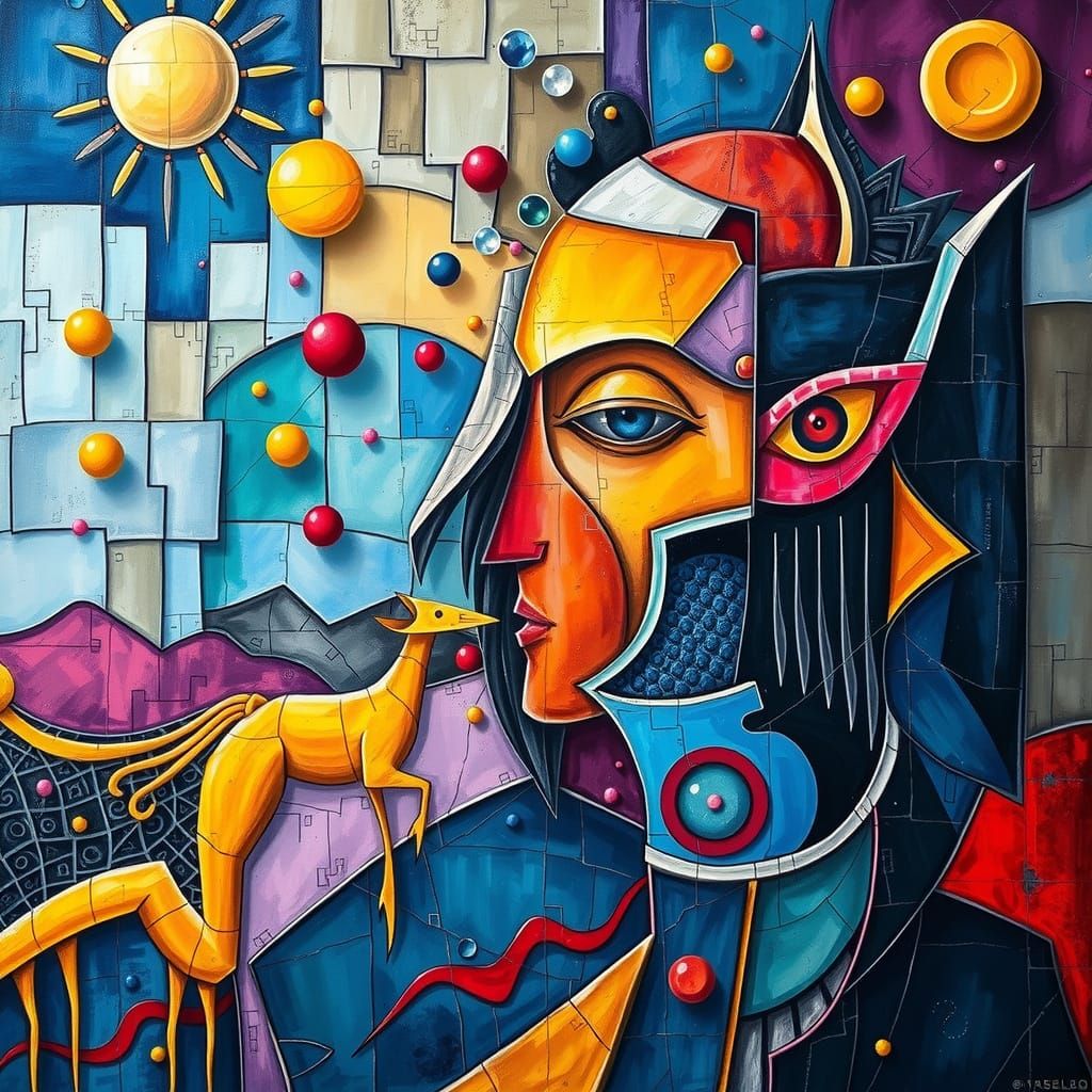 Surrealist abstract cubist portrait