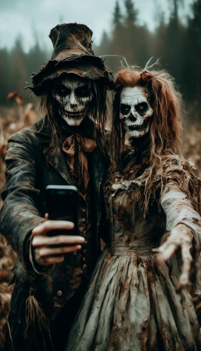 Scarecrow and Witch Take a Selfie