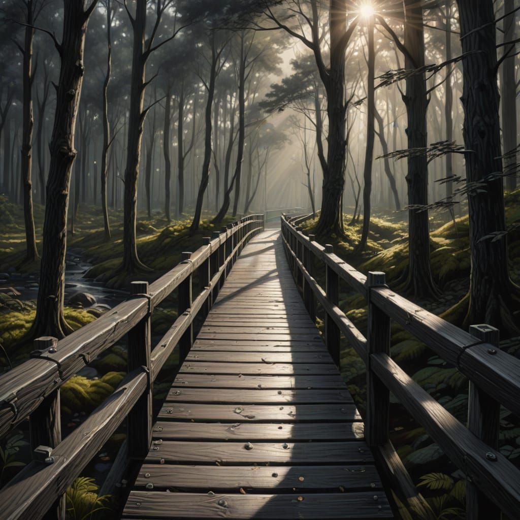 Pencil Bridge in Moody Forest Concept Art