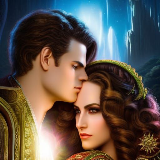 Neon Wedding Portrait: Hyperdetailed Fantasy Art