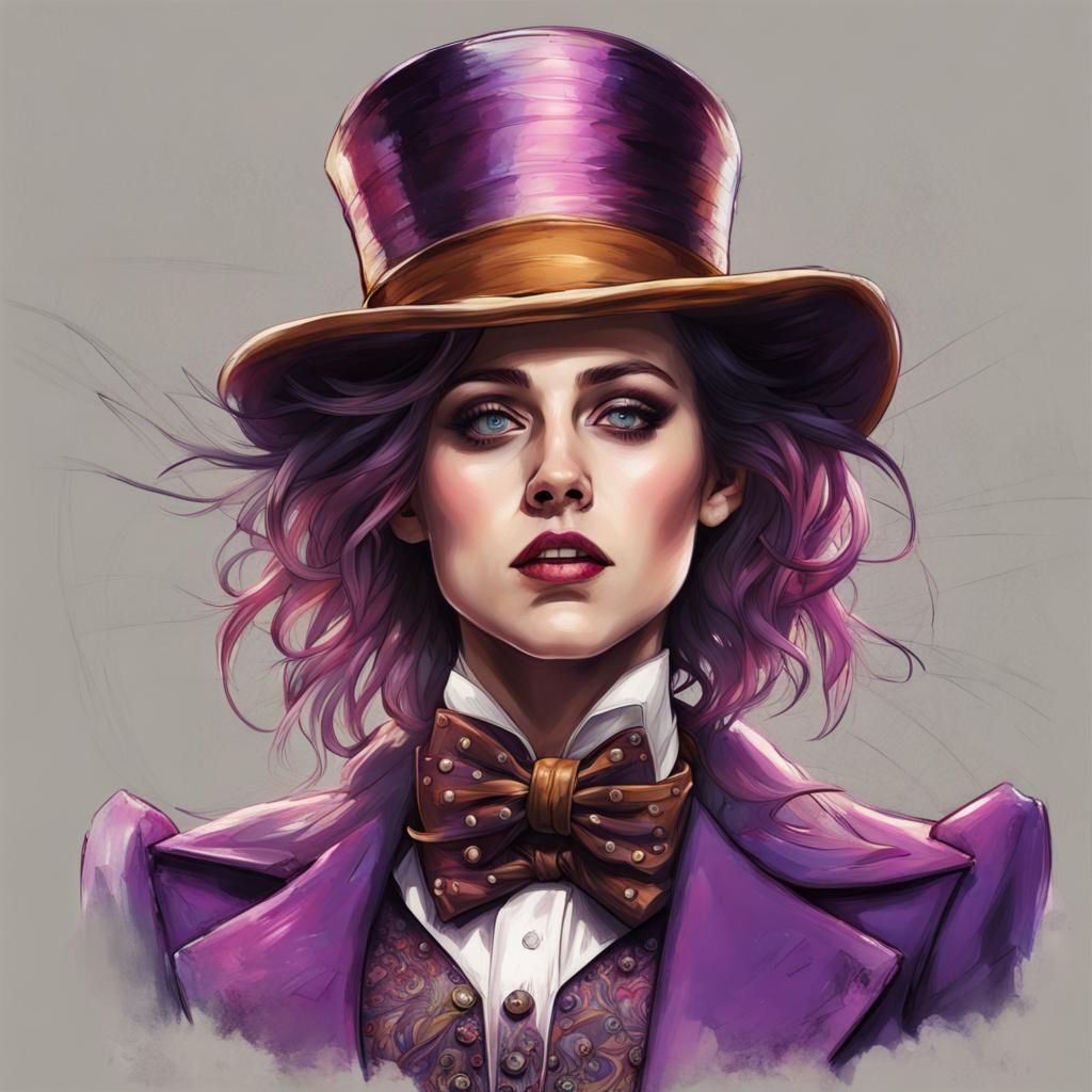 Kristen Stewart as Willy Wonka: Pencil Sketch