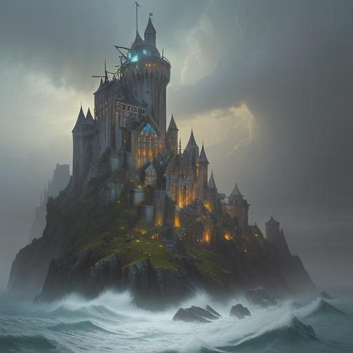 Medieval Castle Ruins: Epic Photorealistic Seascape