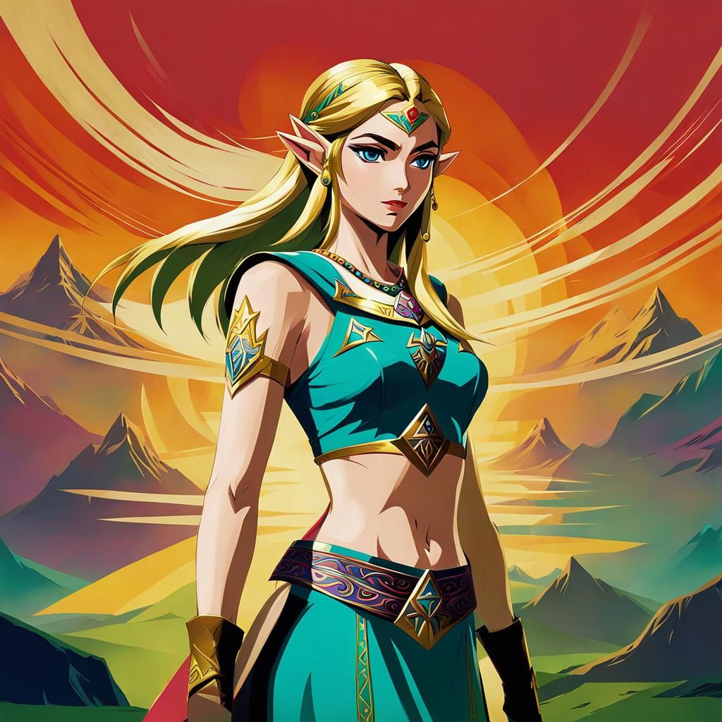 Princess Zelda: Abstract Art with Complementary Colors
