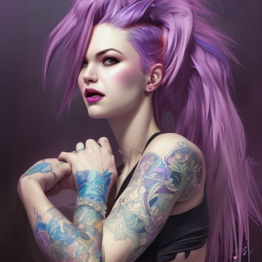 Punk Rock Princess Portrait in Hyperdetailed Style