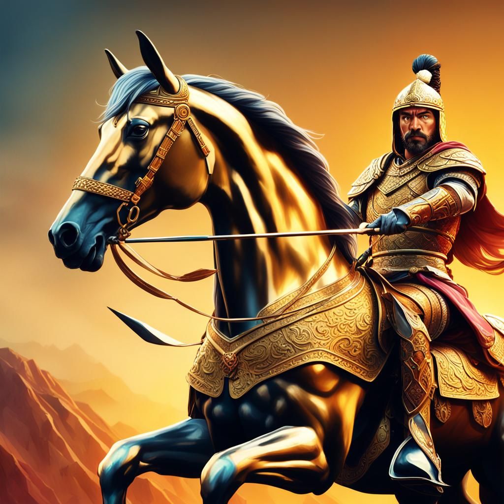 Scythian Warrior on Horseback: Hyperrealistic Concept Art