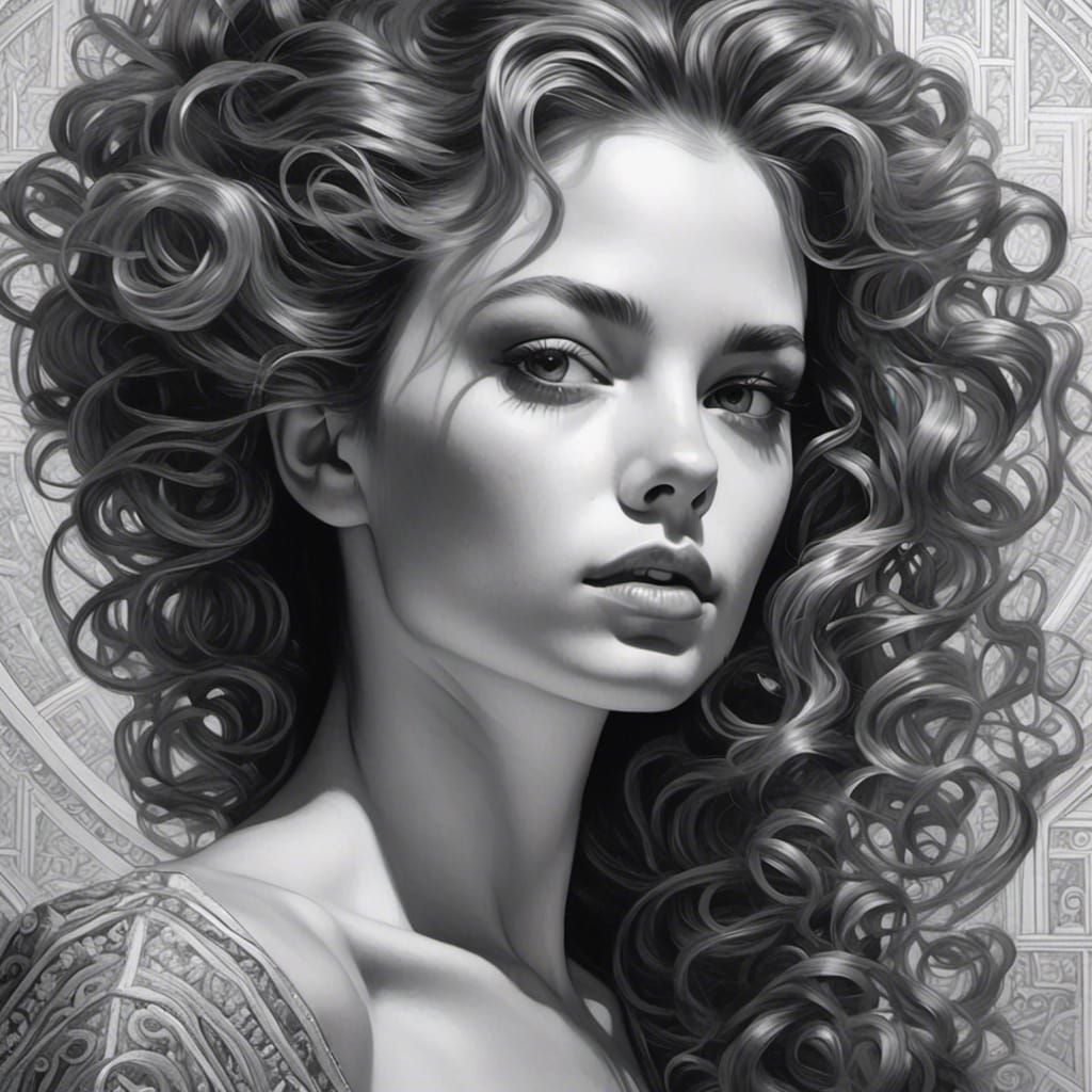 Stunning Ink Princess Portrait with Spirals
