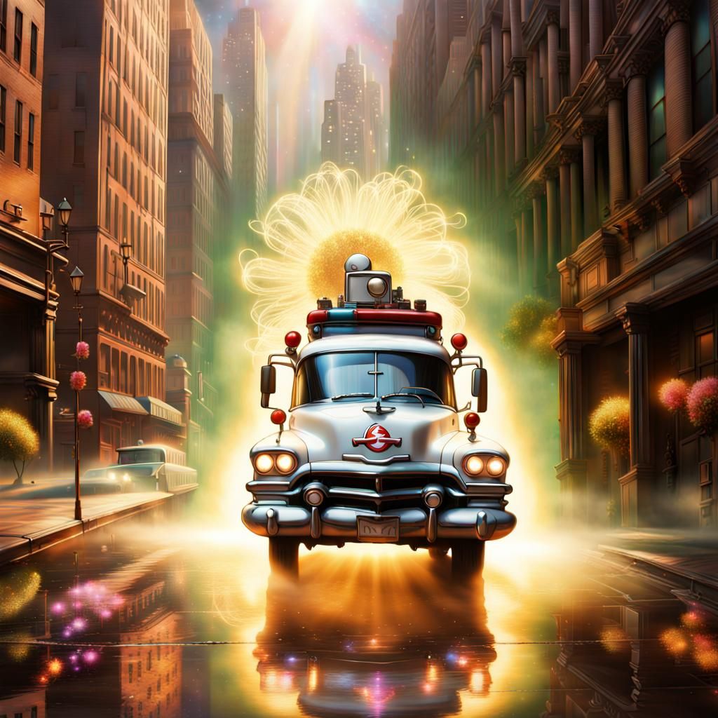 Ghostbusters Capture a Ghost in Ethereal Airbrush Art