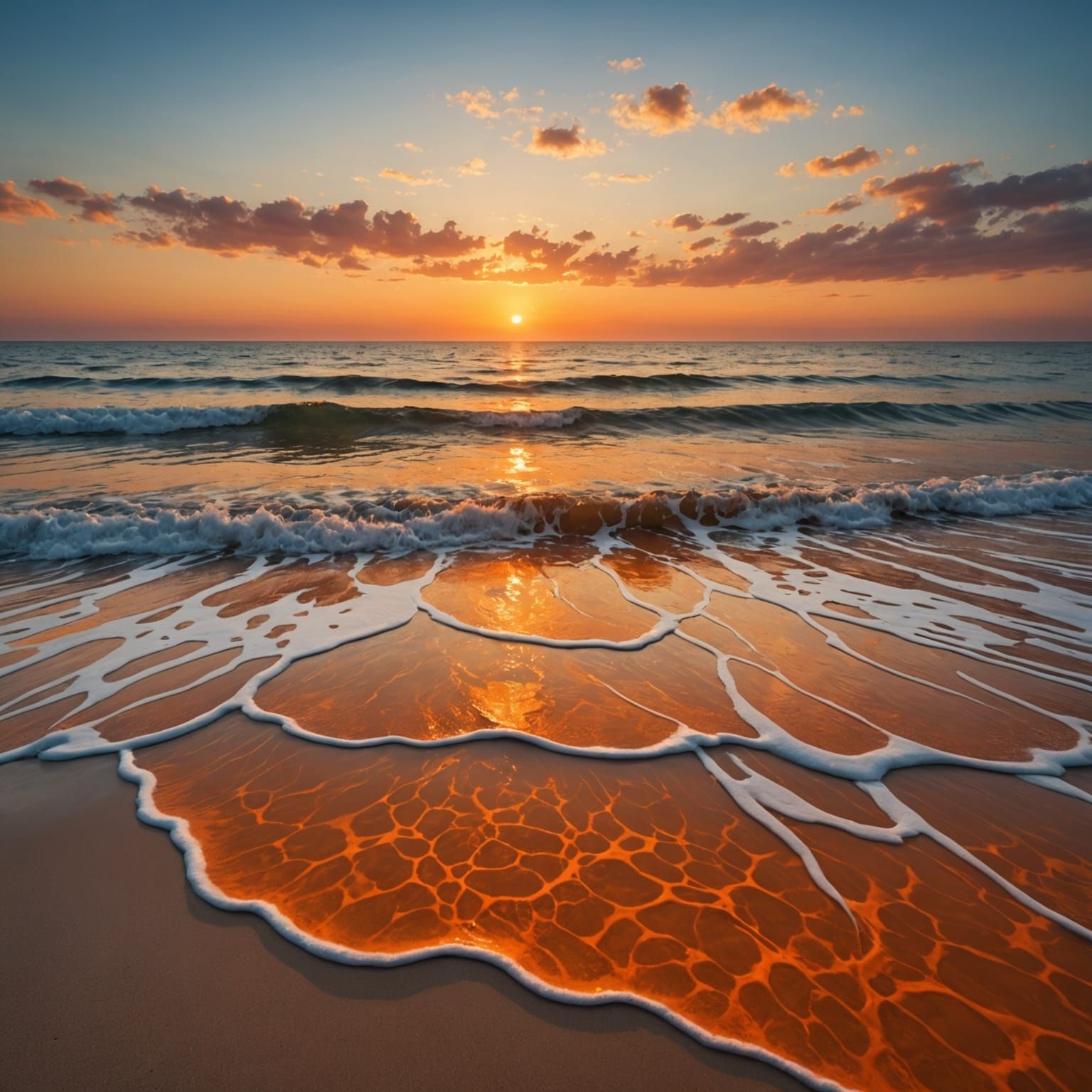 Abstract Orange Bubbly Seascape