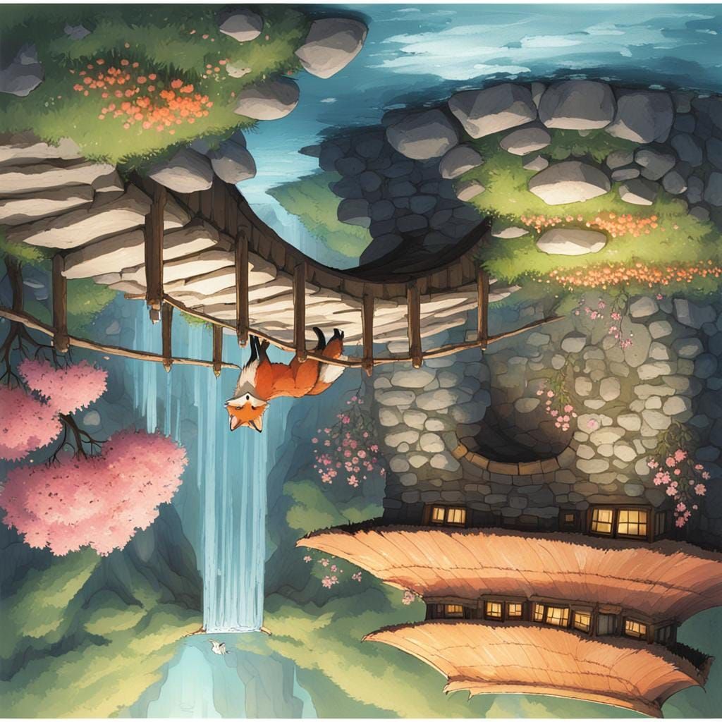 Daji the Fox Spirit by Waterfall Cavern