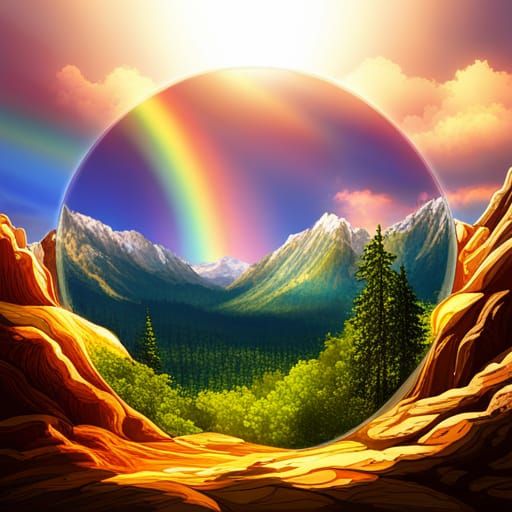 Gem Sun Catcher at Sunset with Rainbow