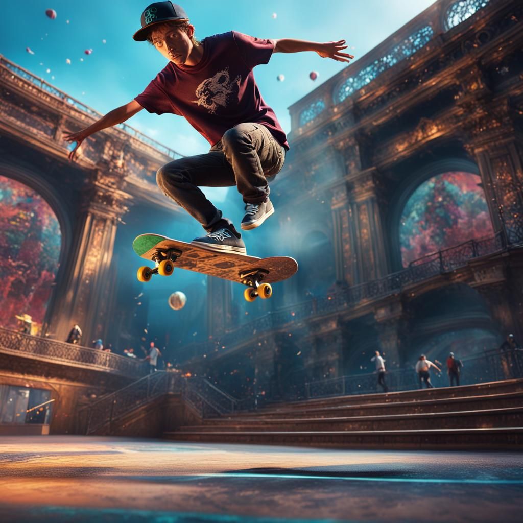 Skateboarder in Midair
