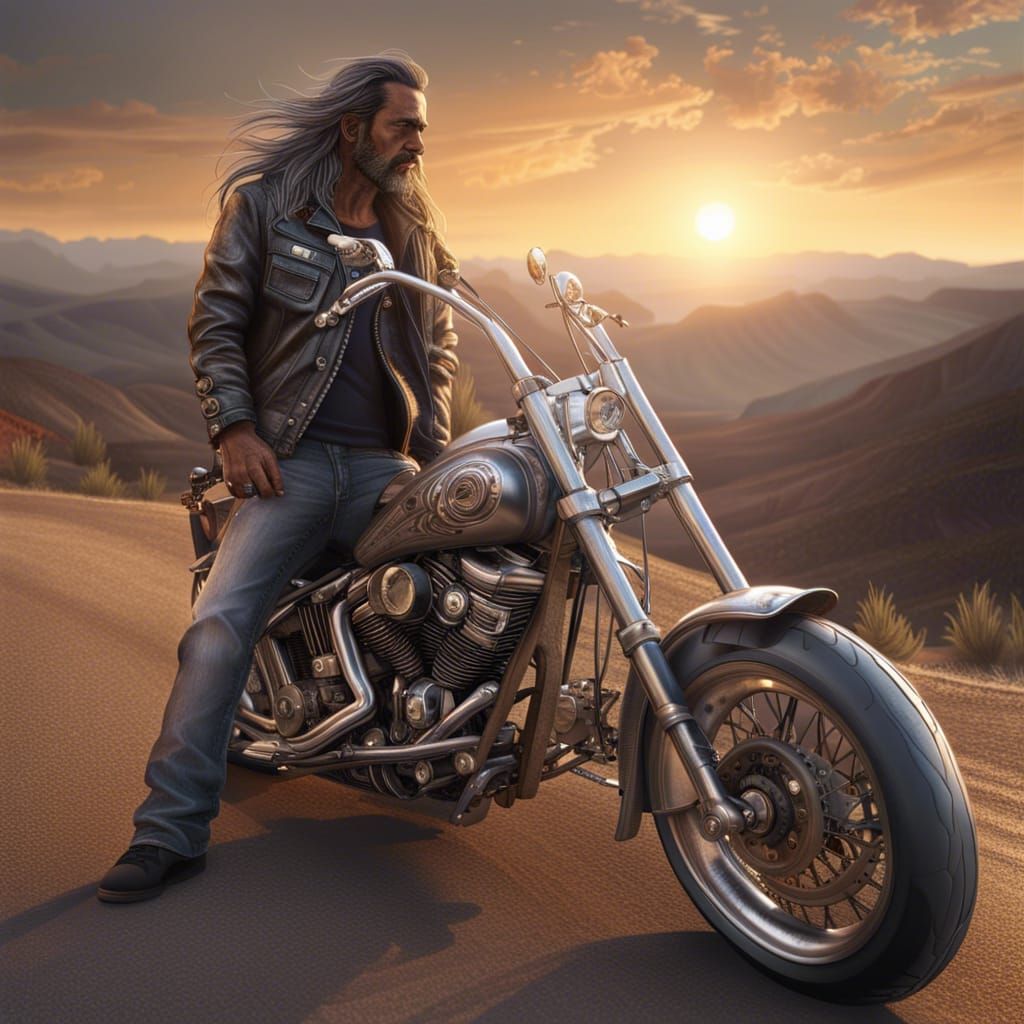 Silver Chopper Motorcycle on Dusty Mountain Road