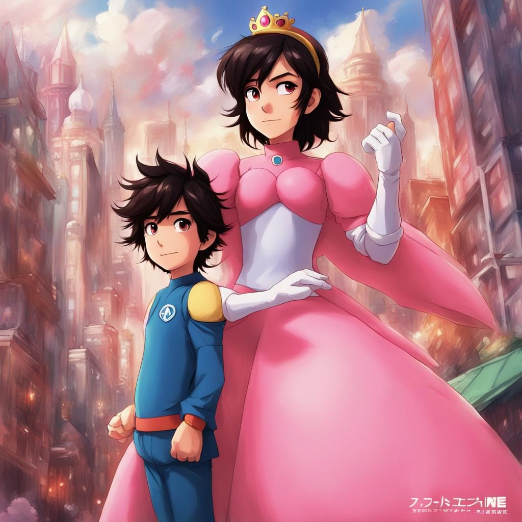 Hiro Hamada as Princess Peach in Anime Style