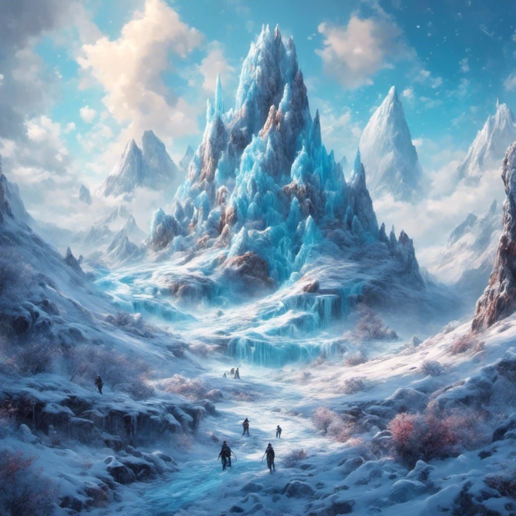 Ice Giant Wanders in Snowy Landscape