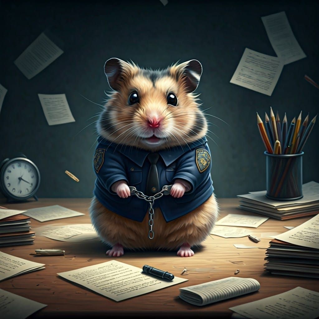 Hamster in Whimsical Police Custody