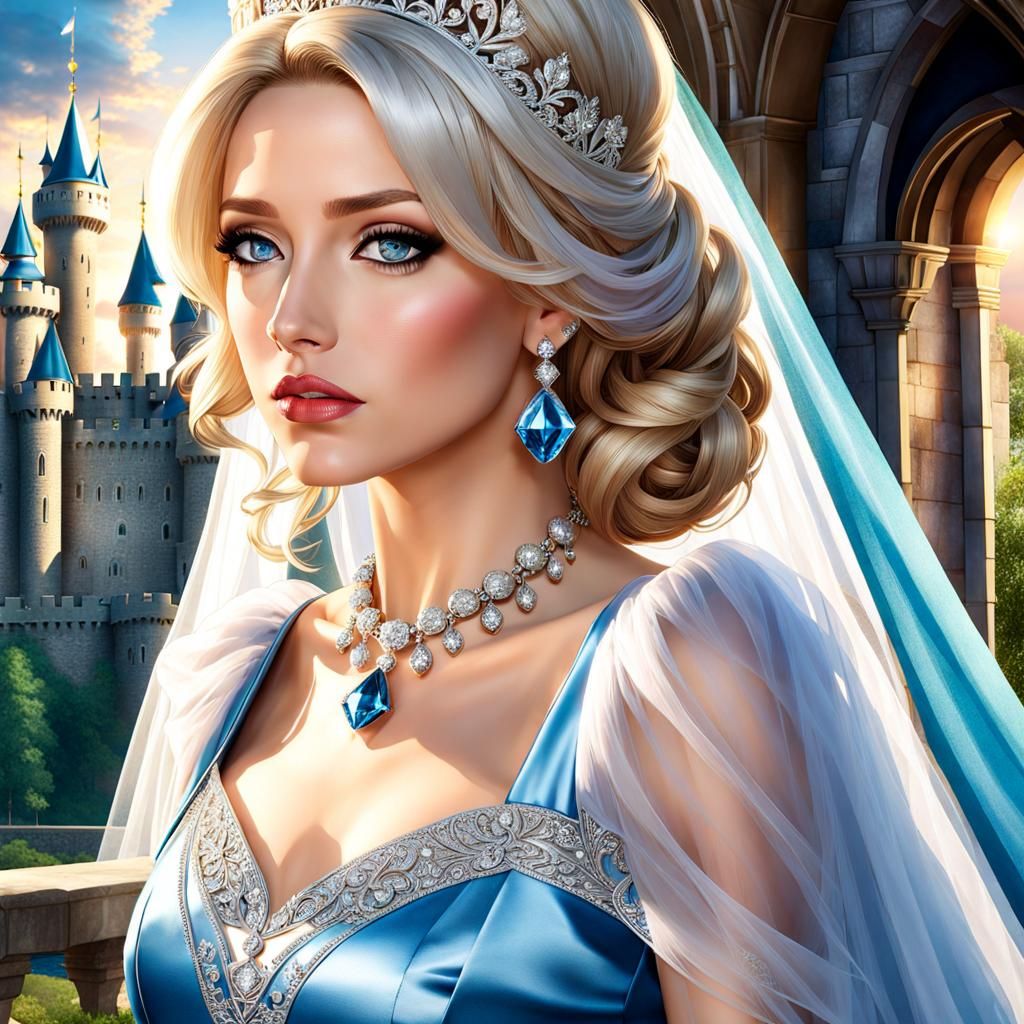 Beautiful Princess in Modern Castle: Realistic Photography