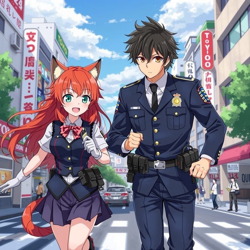 Anime Cops Chase Criminal in Shibuya
