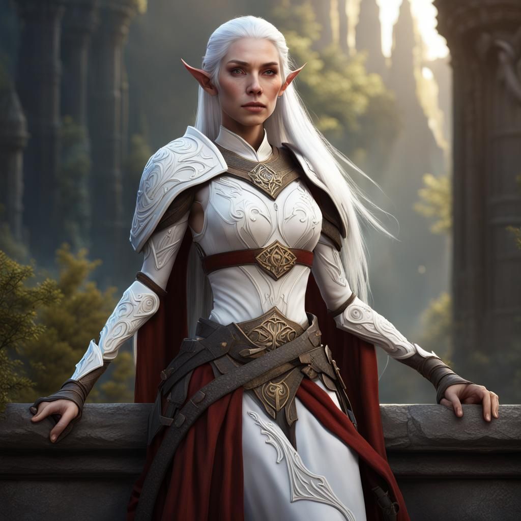 Fantasy Elf Woman with Prosthetic Arm, Detailed Art