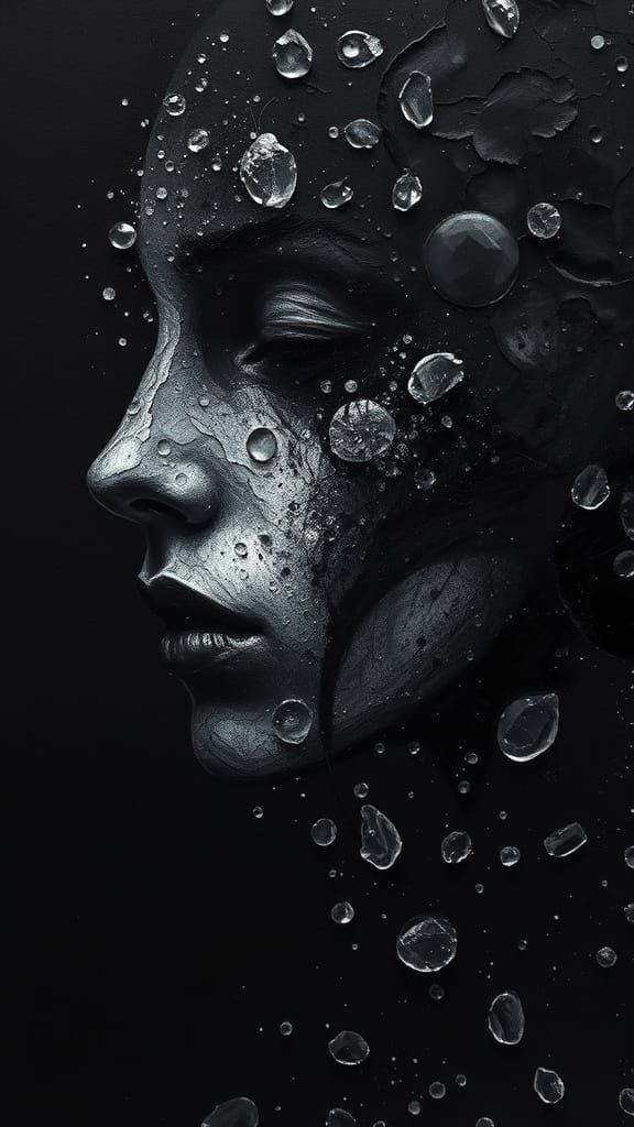 Obsidian Darkness vs Ethereal Light Abstract Portrait