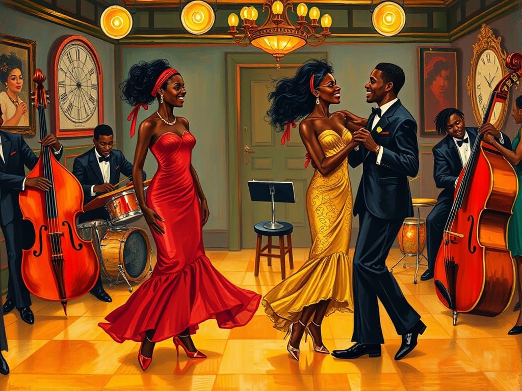 Black Couples Dancing in 1920s Speakeasy Art