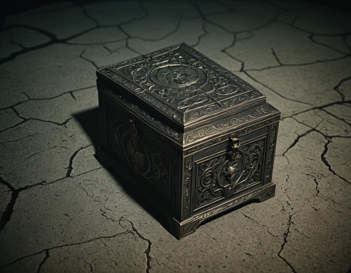 Ornate Box in Shadows: A Dark Academia Film Still