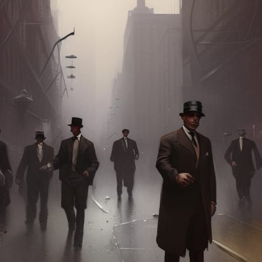 1920s Chicago Gangsters in Art Nouveau Style
