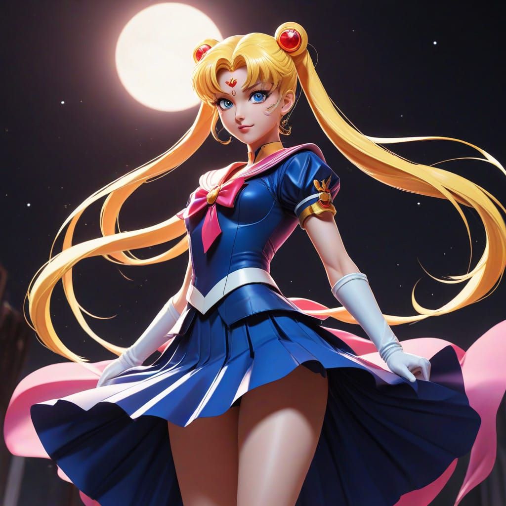Sailor Moon in Vibrant Cel-Shaded Anime Style