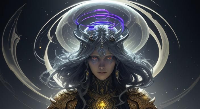 Distressed Alien Woman in Surreal Sci-Fi Art