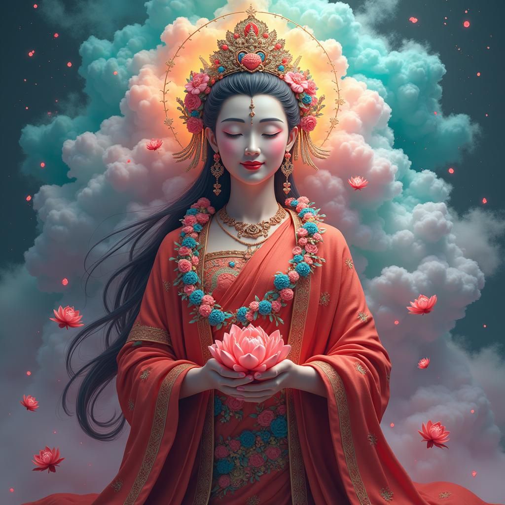 Red Tara Kurukulla: Tibetan Goddess in Matte Painting Style