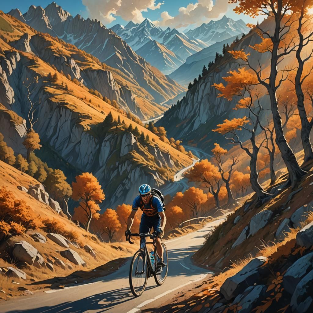 Cyclist in Pyrenees: a Digital Matte Painting