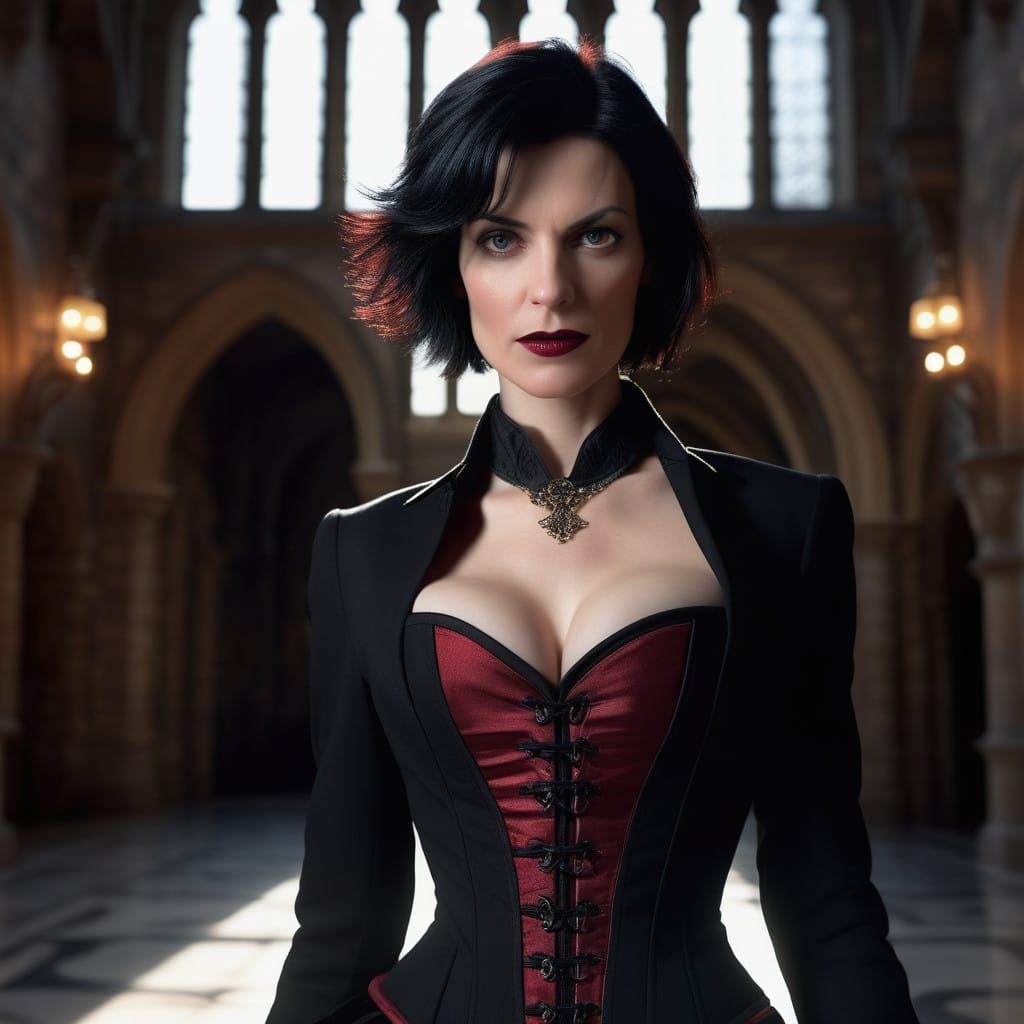 Vampire Noblewoman Exudes Confidence in Elegant Setting