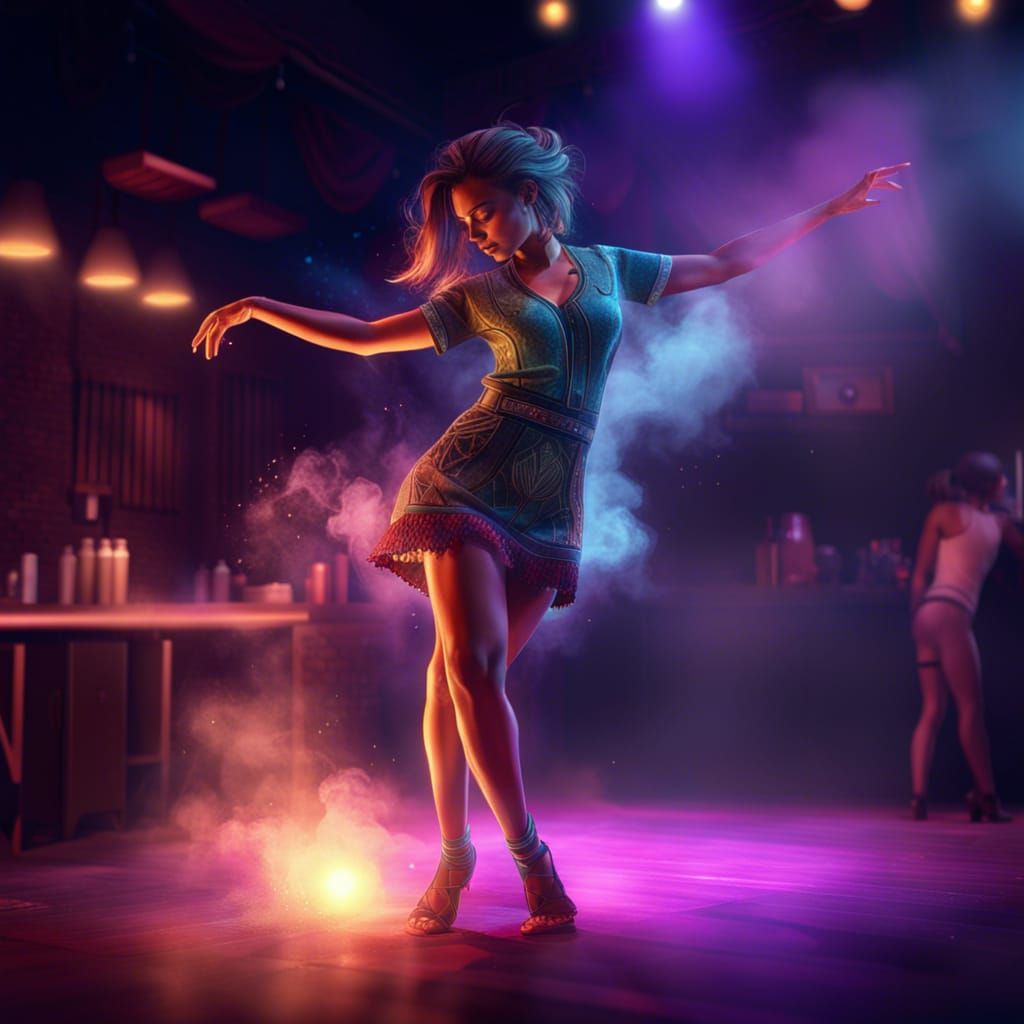Hyperrealistic Nightclub Dancer on Stage