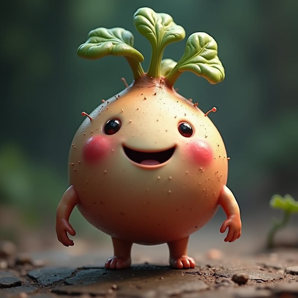 Cute Turnip Character in Detailed Digital Painting
