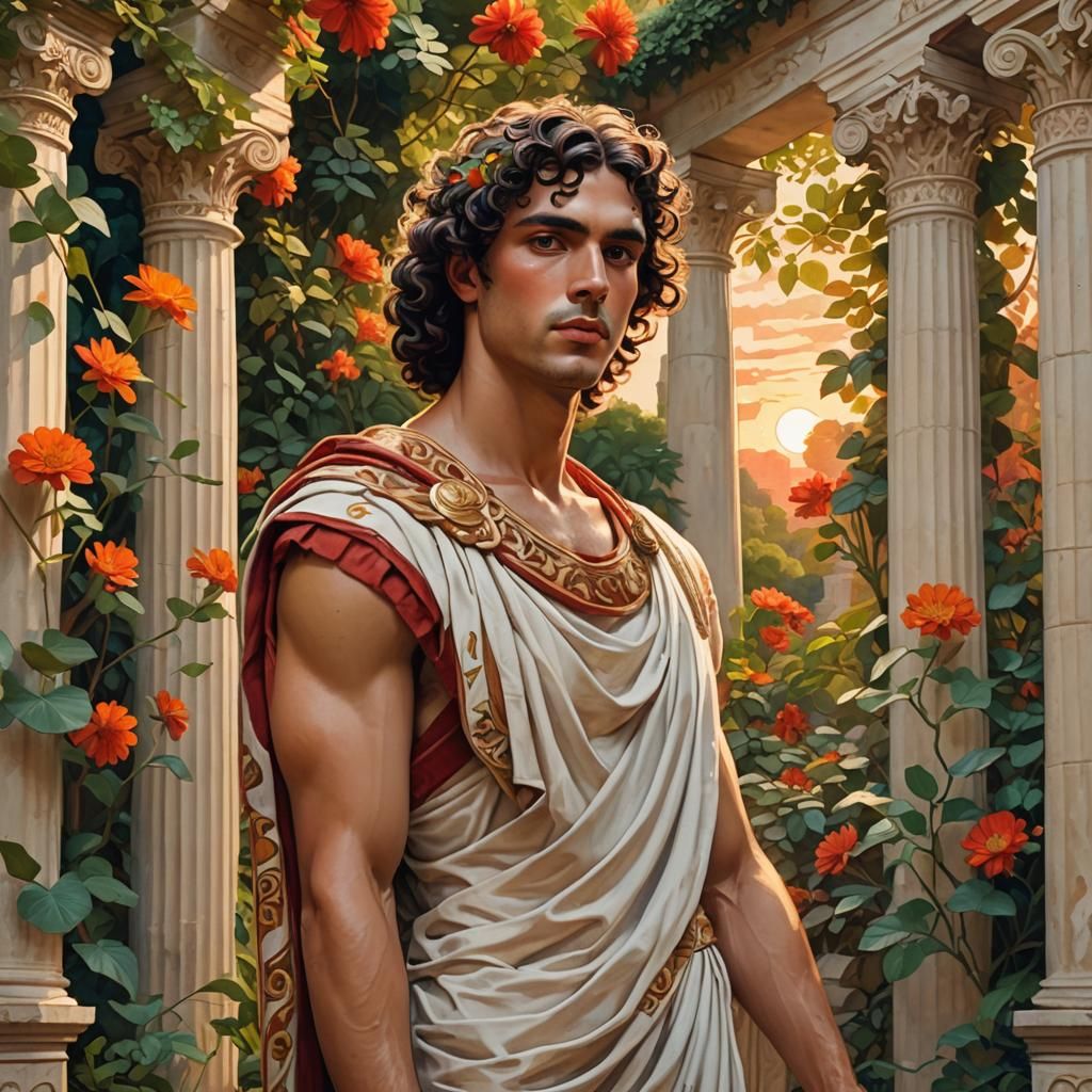 Art Nouveau Greek Man in Ornate Setting