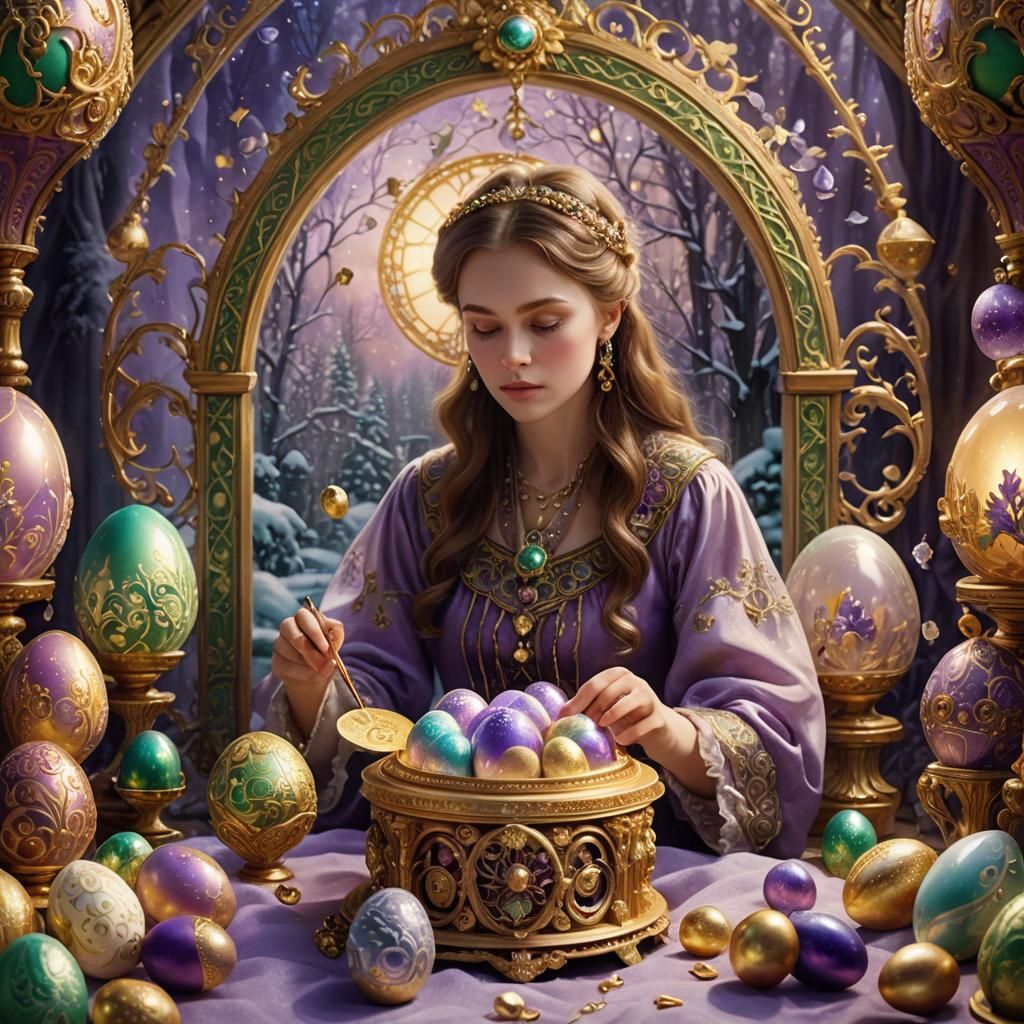 Russian Folk Art Faberge Eggs and Music Box