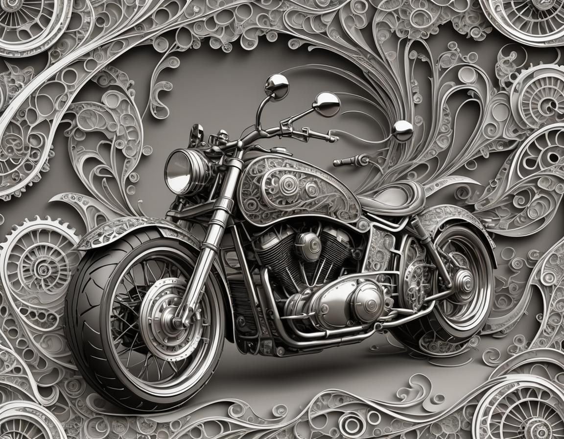 Abstract Vector Motorcycle with Fractal Elements