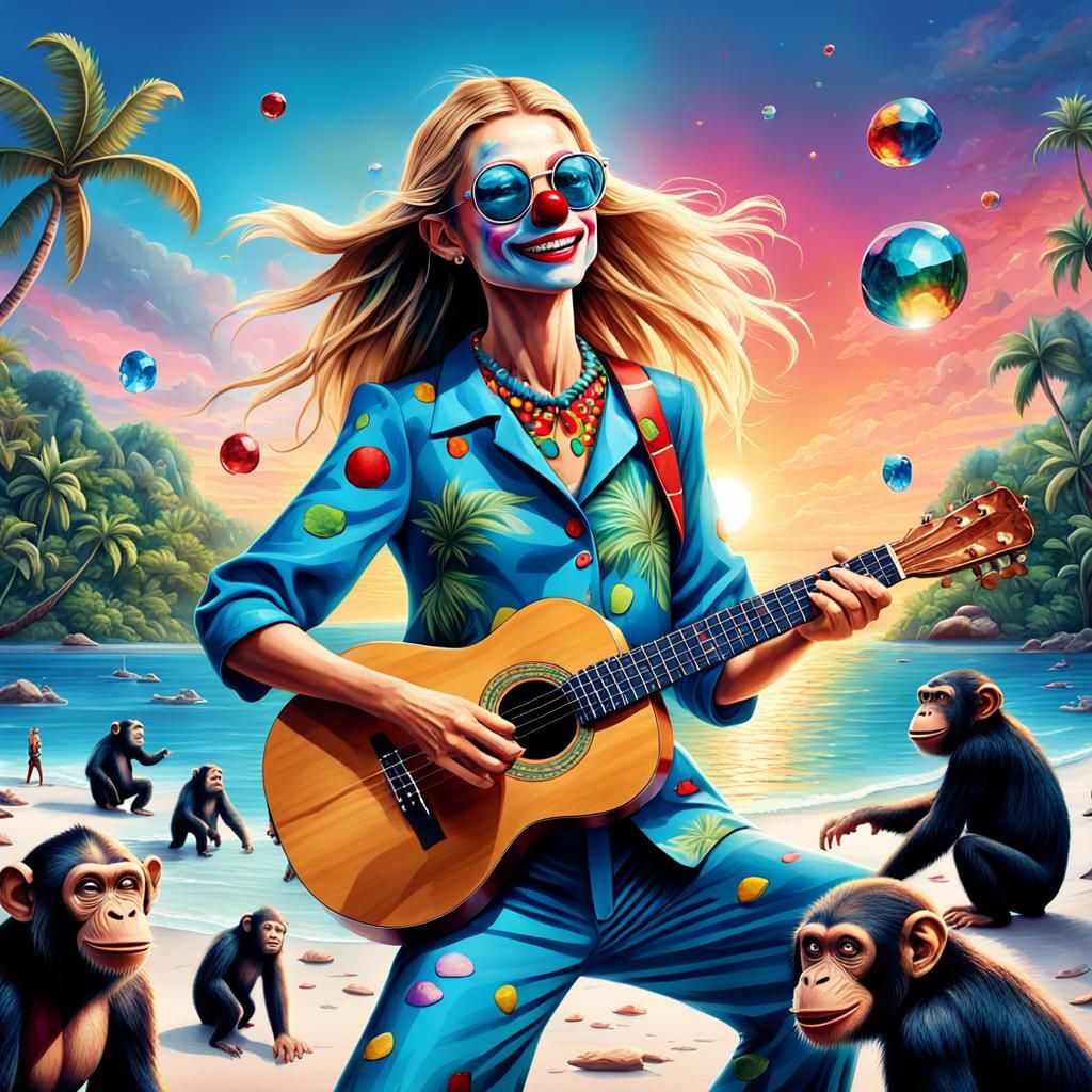 Clown and Chimpanzees in Paradise: Digital Matte Painting