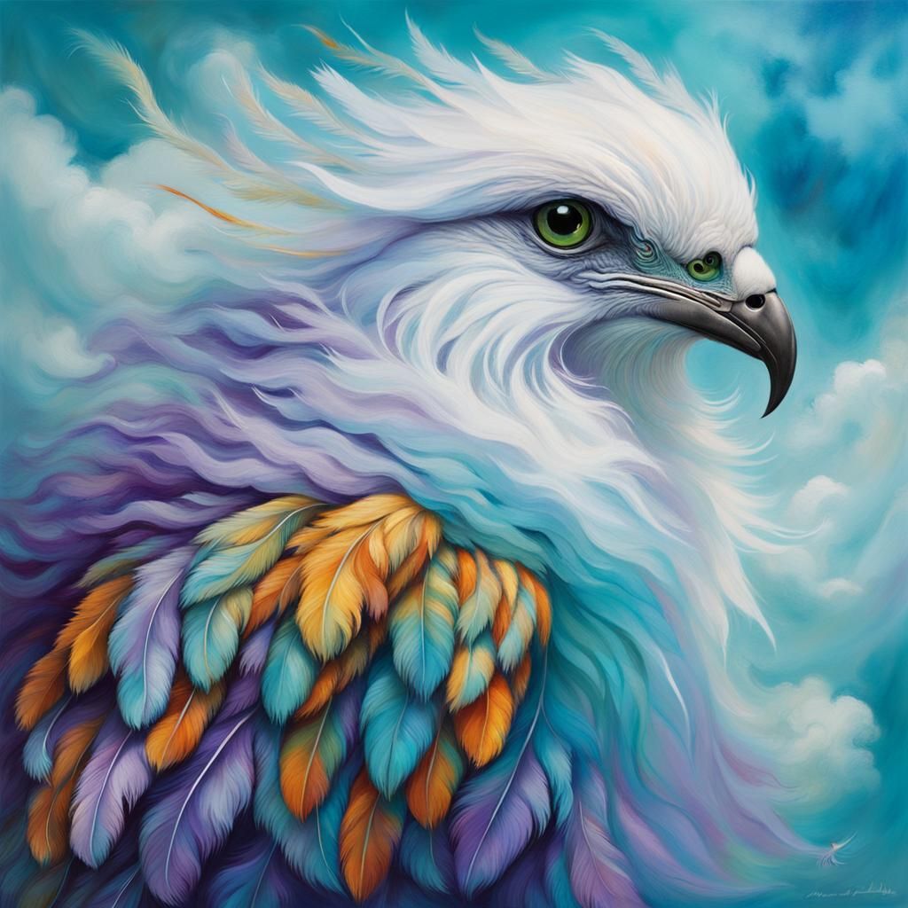 Exotic Birds Perched on Ethereal Clouds