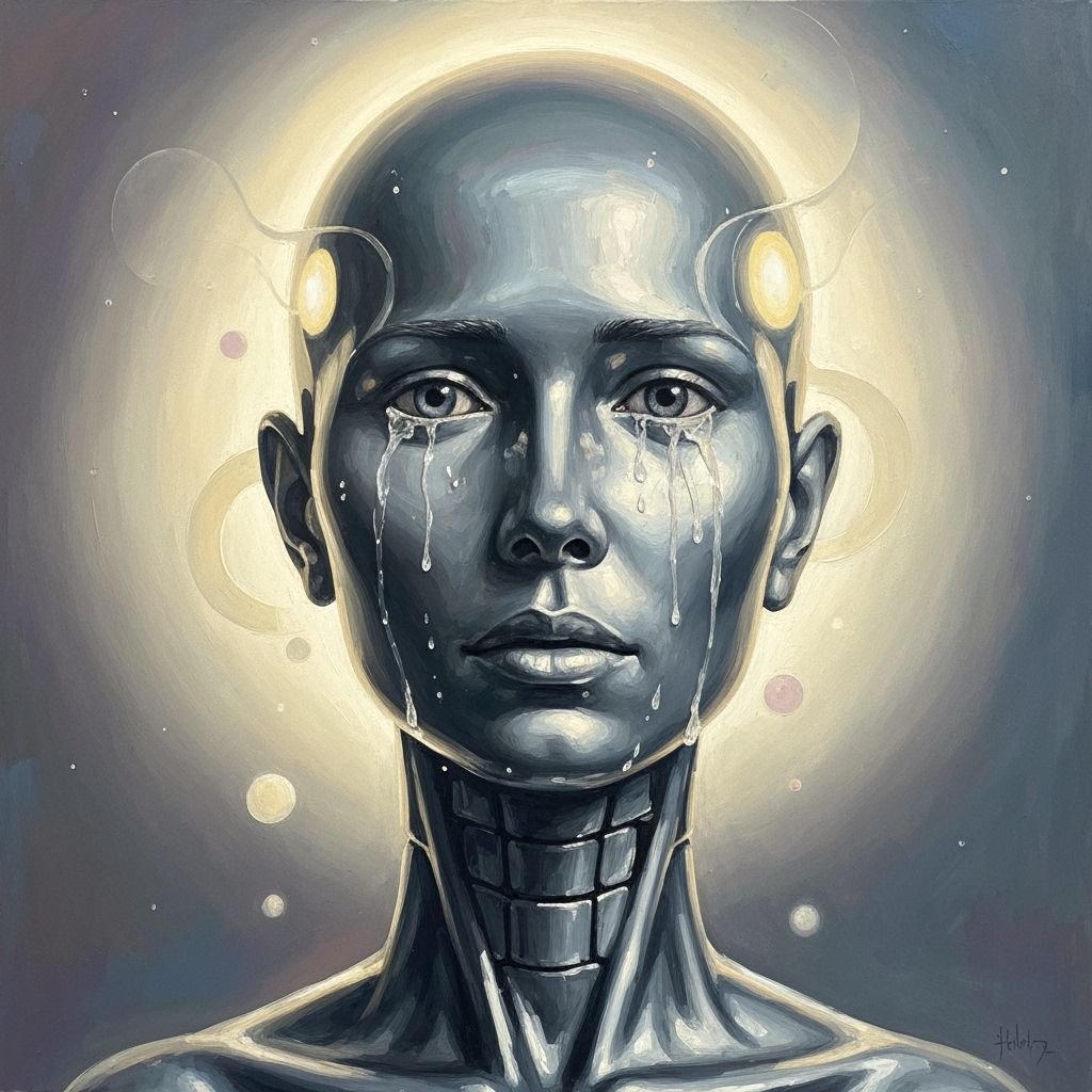 Weeping Android Portrait in Abstract Expressionism Style