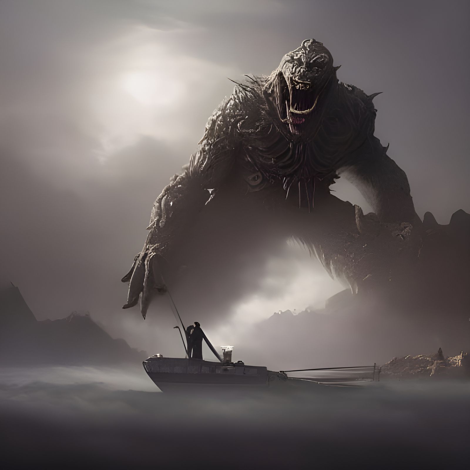 Epic Monster Battle: Dramatic Digital Matte Painting