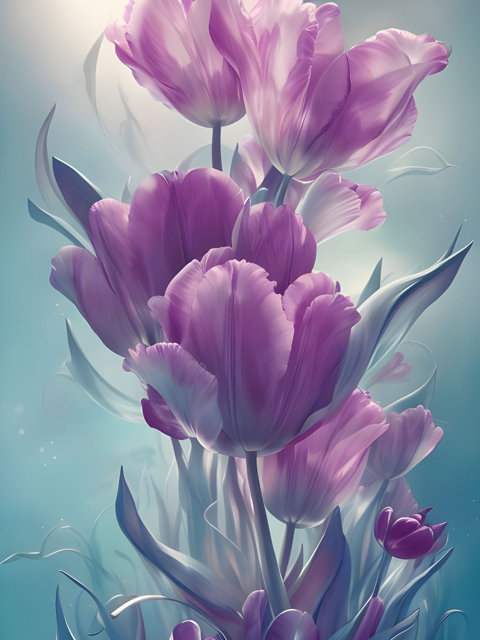 Beautiful Tulips in Volumetric Pastel Colors