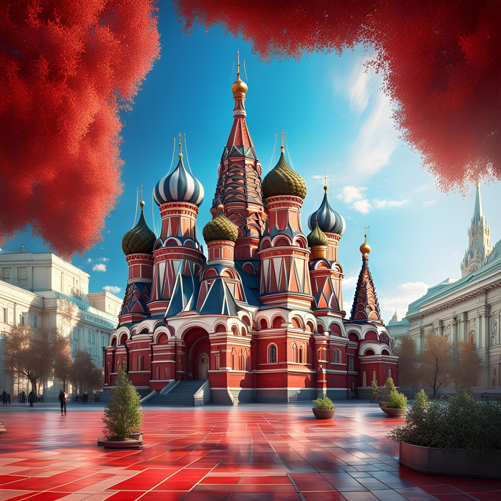 Futuristic Sci-Fi St. Basil's Cathedral in Moscow