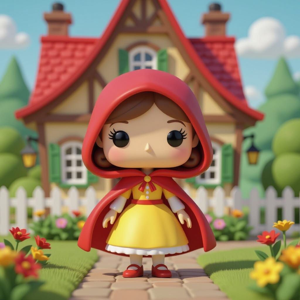 Funko Pop Figure Disney Little Red Riding Hood in front of h...