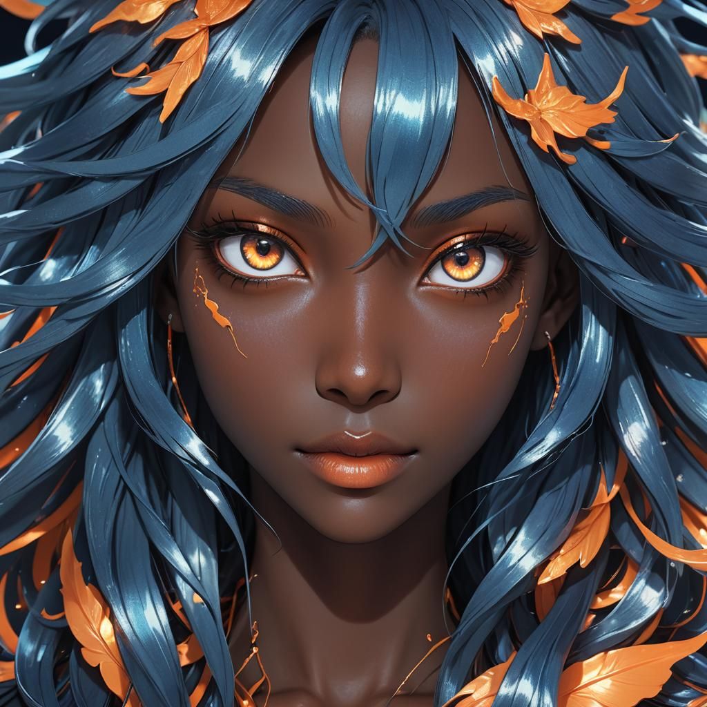 Androgynous Siren with Blue Hair, in 3D Anime Art