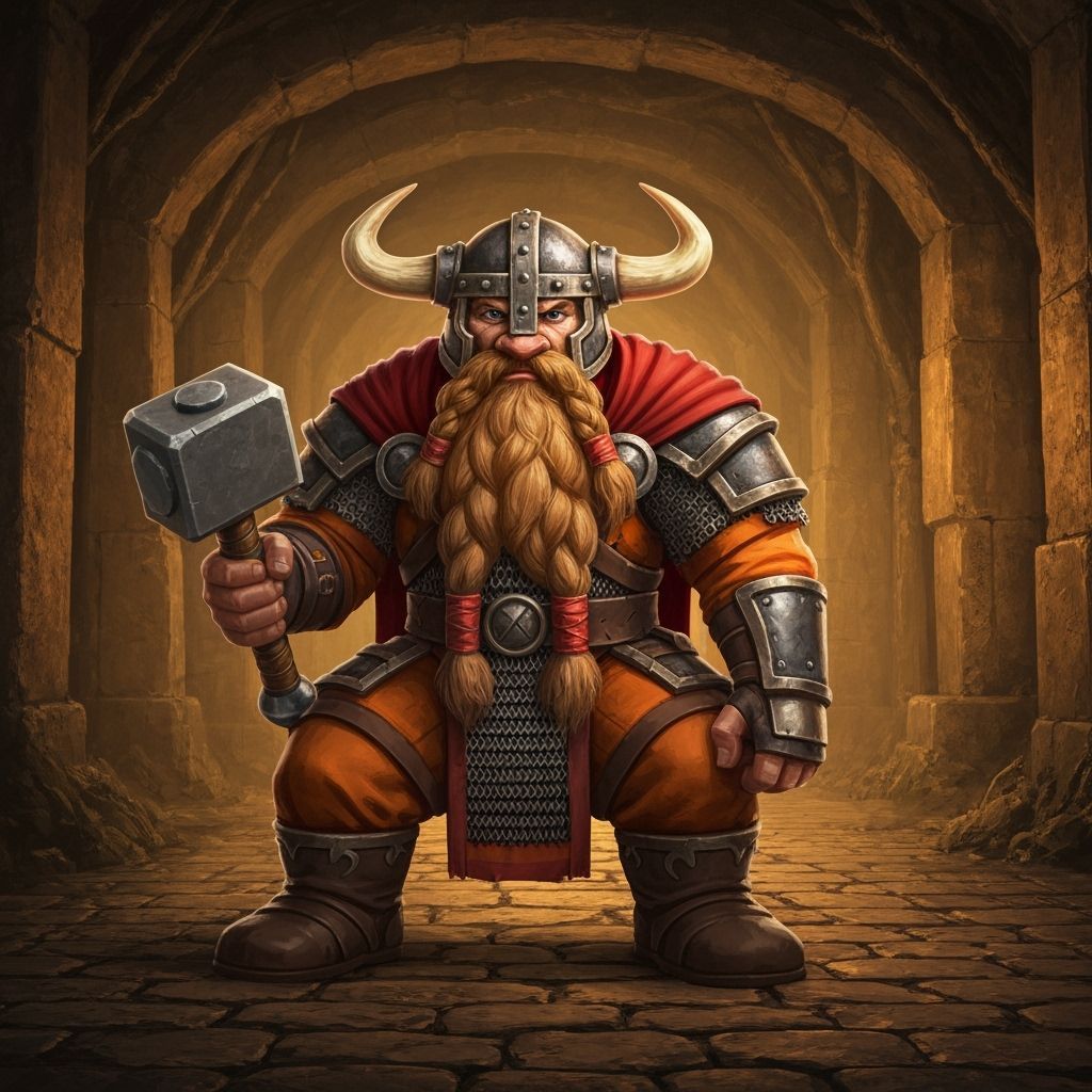 Dwarf Fighter with Great Hammer in Ancient Mine
